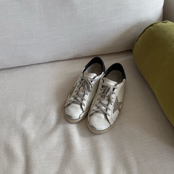 Golden Goose White and Black Sneakers Minimalist Design - Picture 1 of 9